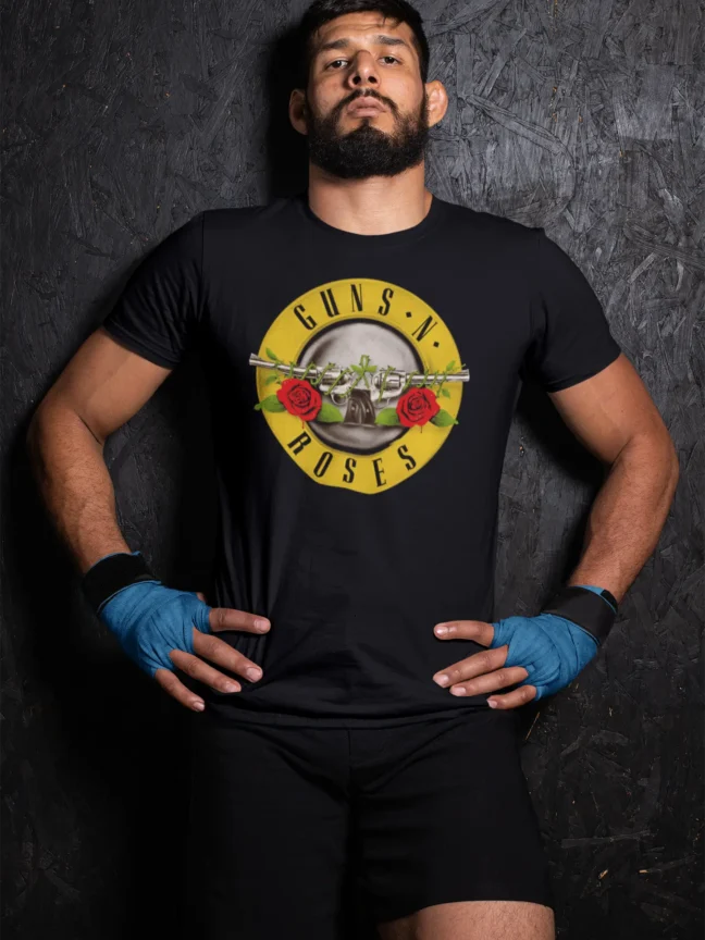 Guns and Roses Premium Black t-shirt 240 GSM French terry