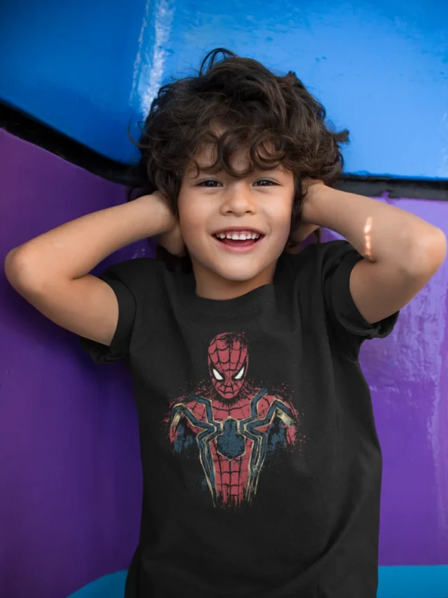 Spiderman printed Kids Tshirt Black